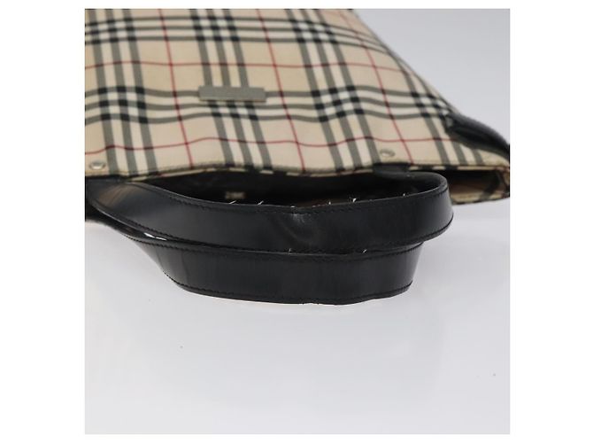 Burberry Nova Check Tote Bag aus Canvas Beige mit blauer Etikette, silber authentisch 119986 - Ansicht 7