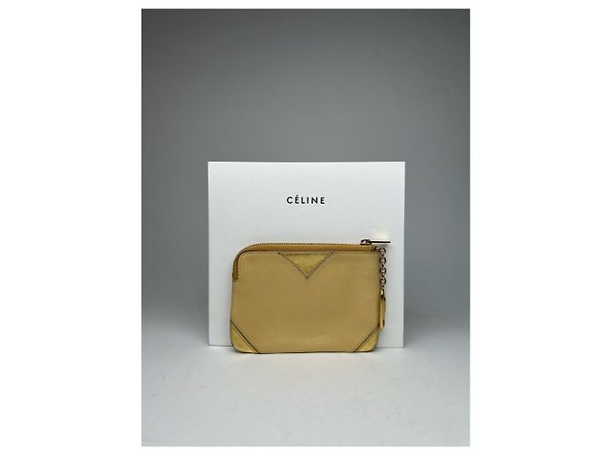 Céline Vintage Celine Paris Leather Card holder Golden - view 2
