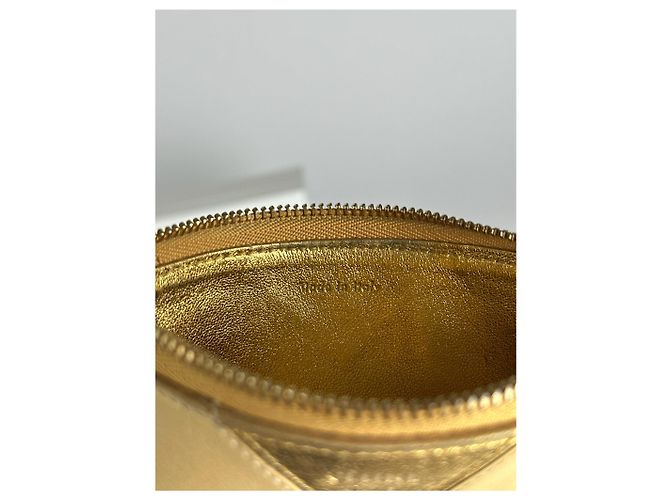 Céline Vintage Celine Paris Leather Card holder Golden - view 3