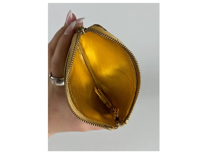 Céline Vintage Celine Paris Leather Card holder Golden - view 5