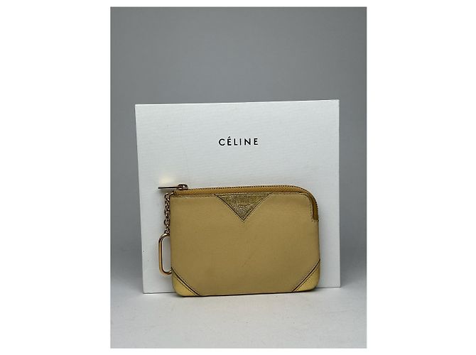 Céline Vintage Celine Paris Leather Card holder Golden - view 8
