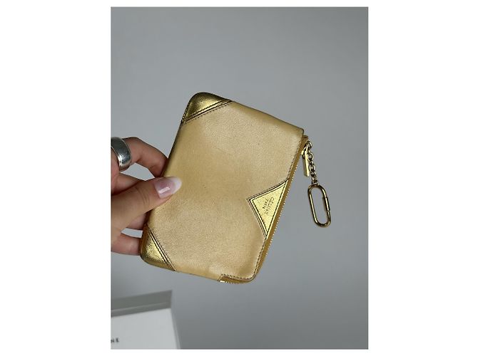 Céline Vintage Celine Paris Leather Card holder Golden - view 9