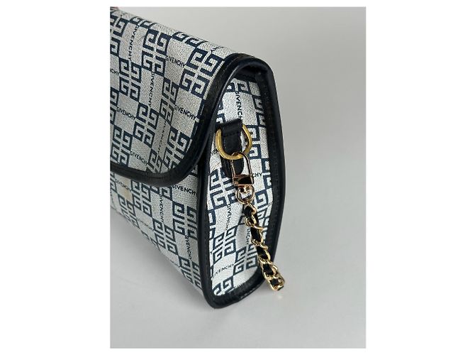 Vintage Givenchy 4G Leder Tasche navy und weiß - Ansicht 10