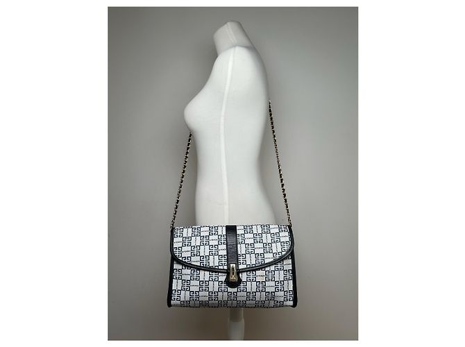 Vintage Givenchy 4G Leder Tasche navy und weiß - Ansicht 3