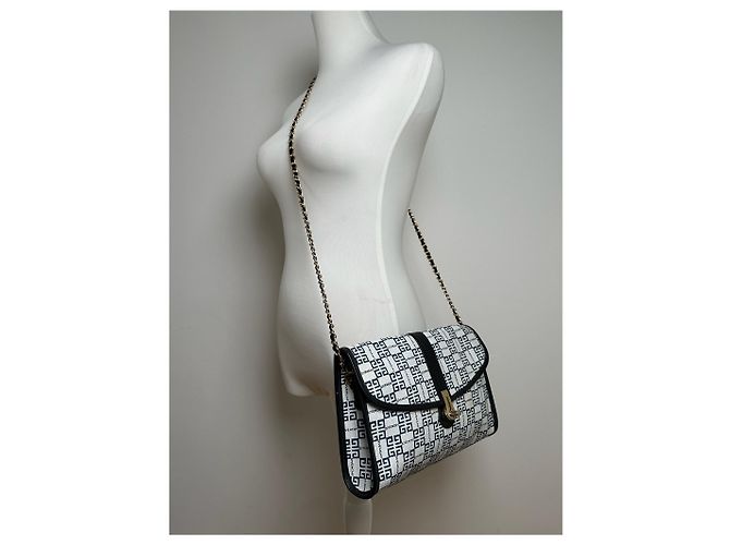 Vintage Givenchy 4G Leder Tasche navy und weiß - Ansicht 5