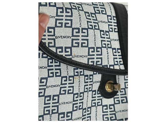 Vintage Givenchy 4G Leder Tasche navy und weiß - Ansicht 6