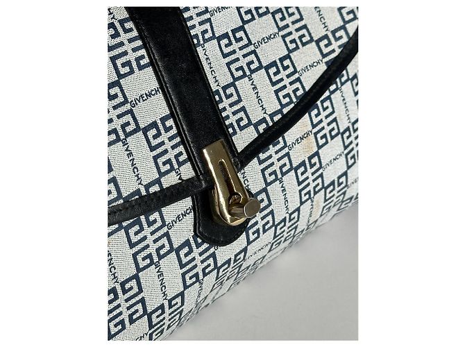 Vintage Givenchy 4G Leder Tasche navy und weiß - Ansicht 9