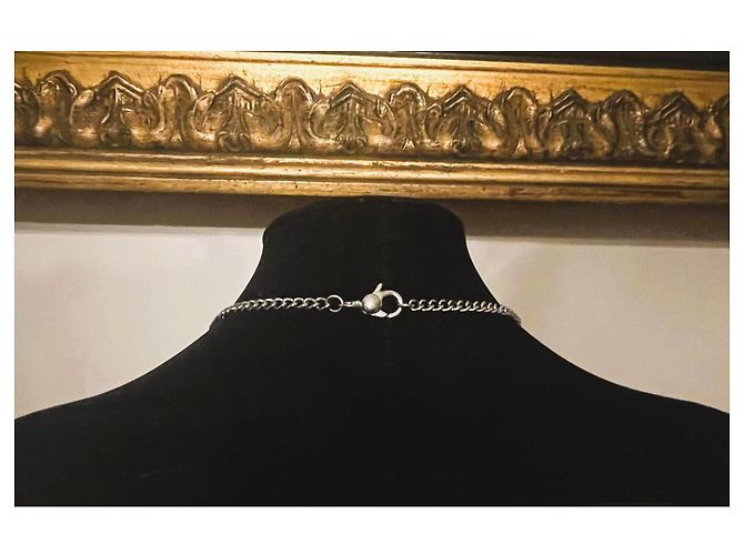 DOLCE & GABBANA collana acciaio argento con con pendente logo swarovski - vista 12