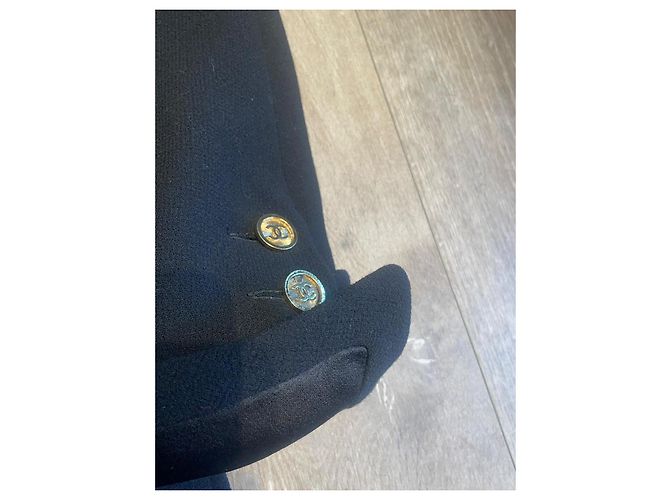 Chanel Abito Cappotto Nero in Seta e Lana Taglia 42 - vista 3