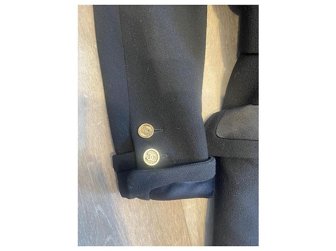 Chanel Abito Cappotto Nero in Seta e Lana Taglia 42 - vista 5