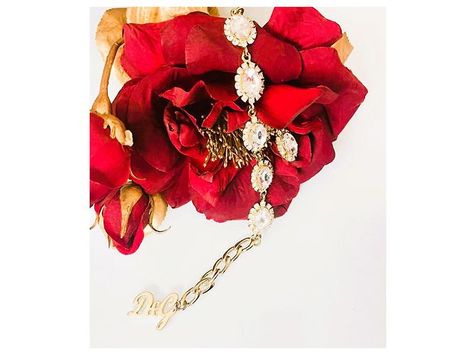 RARO meraviglioso bracciale DOLCE & GABBANA acciaio dorato cristalli D'oro - vista 11