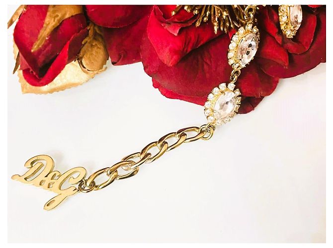 RARO meraviglioso bracciale DOLCE & GABBANA acciaio dorato cristalli D'oro - vista 5