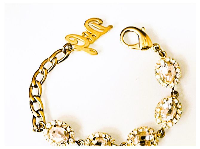 RARO meraviglioso bracciale DOLCE & GABBANA acciaio dorato cristalli D'oro - vista 8