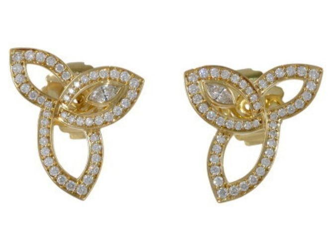 Harry Winston Lily Cluster Ohrringe aus 18-karätigem Gelbgold - Ansicht 2
