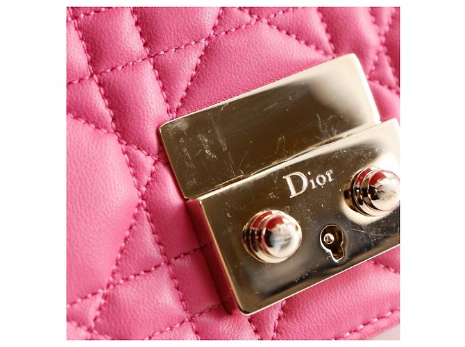 Borsa a spalla a catena in pelle di agnello Christian Dior Rosa Rosso - vista 12