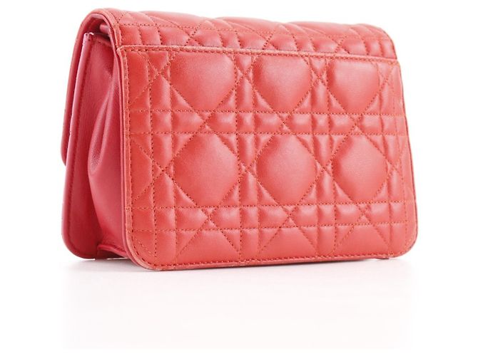 Borsa a spalla a catena in pelle di agnello Christian Dior Rosa Rosso - vista 3