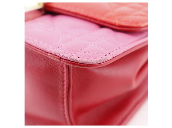 Borsa a spalla a catena in pelle di agnello Christian Dior Rosa Rosso - vista 6