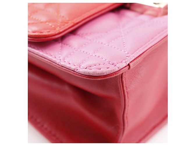 Borsa a spalla a catena in pelle di agnello Christian Dior Rosa Rosso - vista 7