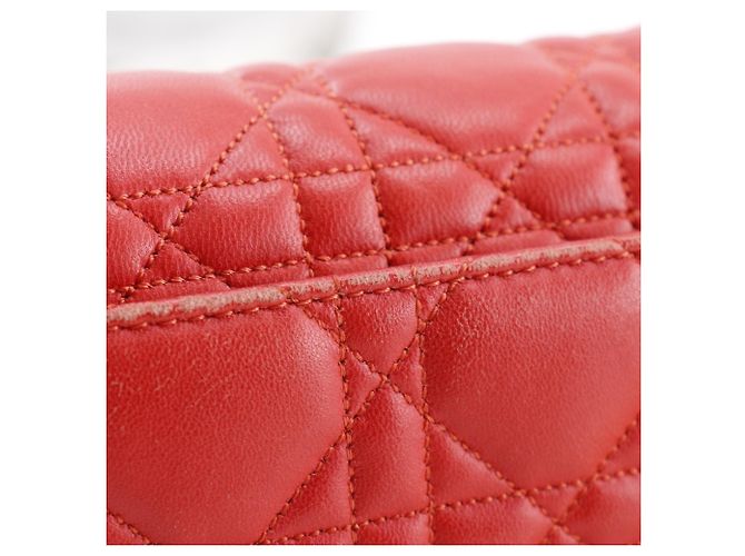 Borsa a spalla a catena in pelle di agnello Christian Dior Rosa Rosso - vista 9