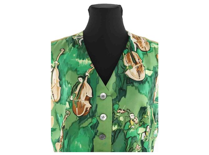 Hermès Grüne Seidenjacke - Ansicht 2