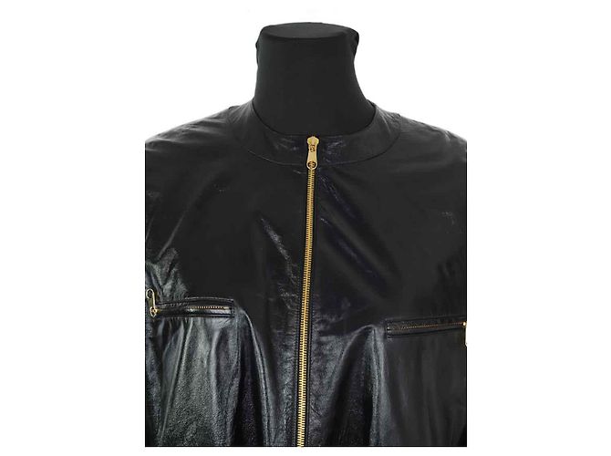 Dior Schwarzer Leder Mantel - Ansicht 2