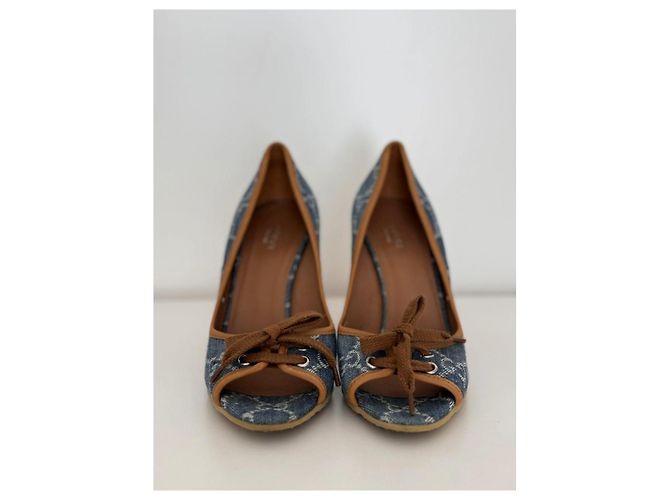 Espadrillas alte Gucci in denim blu - vista 2