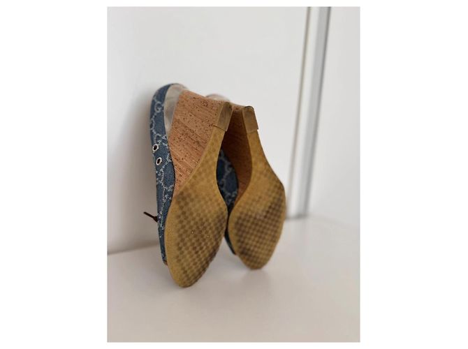 Espadrillas alte Gucci in denim blu - vista 4