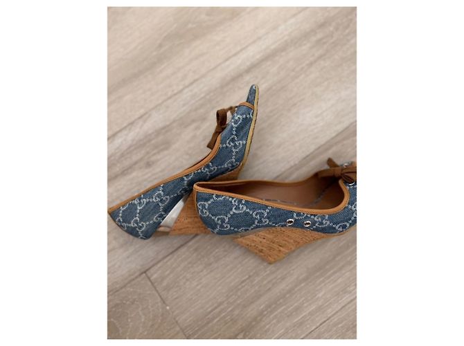 Espadrillas alte Gucci in denim blu - vista 5