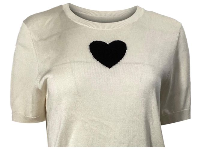 Top de lana blanca de manga corta con corazón de Carolina Herrera - vista 2
