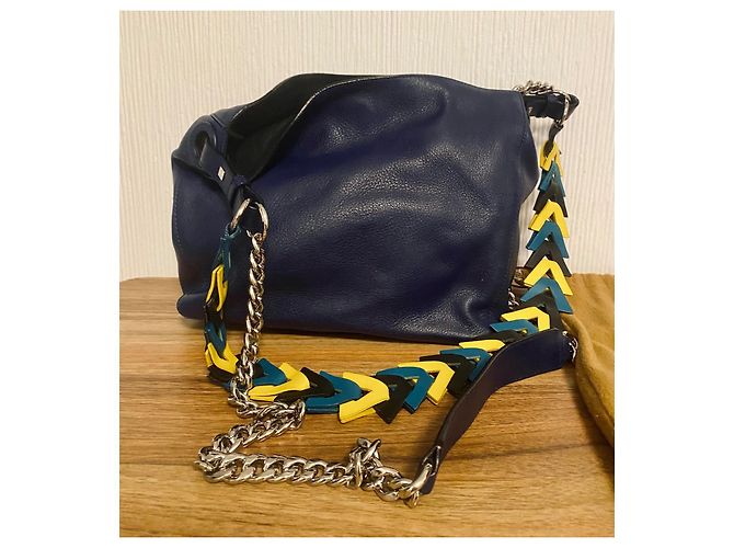Loewe navyblaue Eimer Tasche Gelb Metallisch Marineblau Hellblau - Ansicht 2