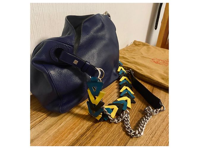 Loewe navyblaue Eimer Tasche Gelb Metallisch Marineblau Hellblau - Ansicht 3