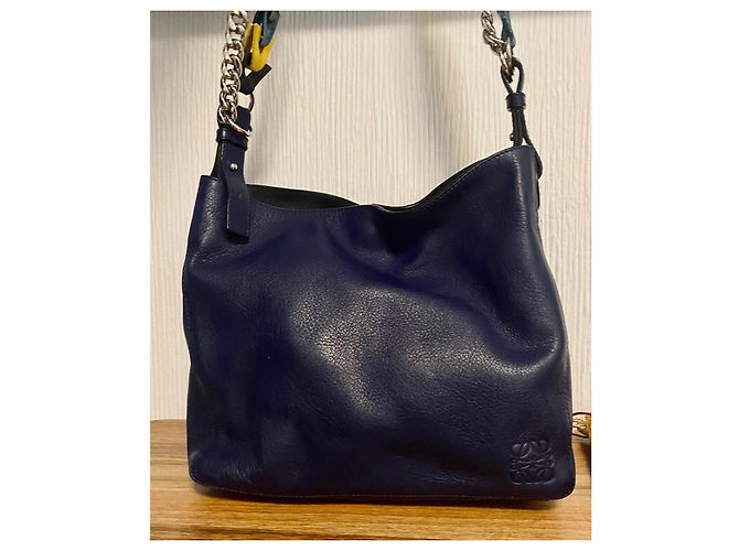 Loewe navyblaue Eimer Tasche Gelb Metallisch Marineblau Hellblau - Ansicht 5