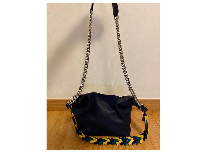 Loewe navyblaue Eimer Tasche Gelb Metallisch Marineblau Hellblau - Ansicht 6