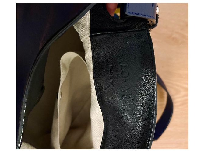 Loewe navyblaue Eimer Tasche Gelb Metallisch Marineblau Hellblau - Ansicht 8