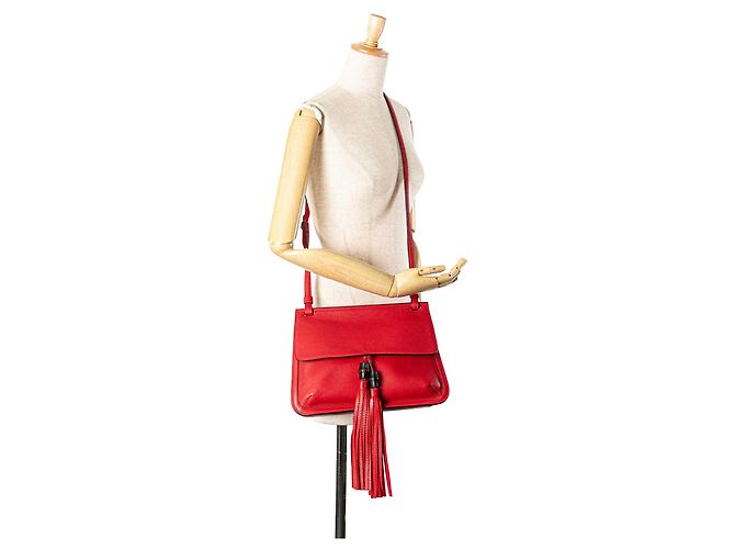 Gucci Rosso Medio Pelle Bamboo Daily Crossbody - vista 12