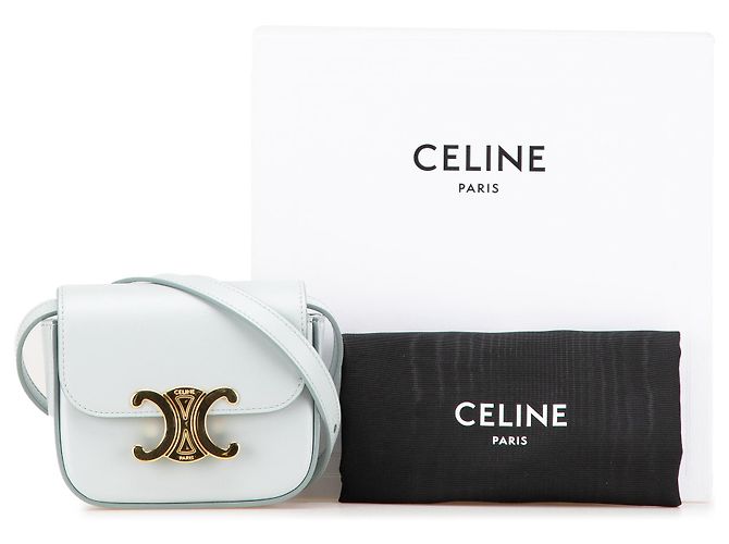 Céline Celine Blu Mini Pelle di Vitello Claude Borsa a Tracolla Blu chiaro - vista 11