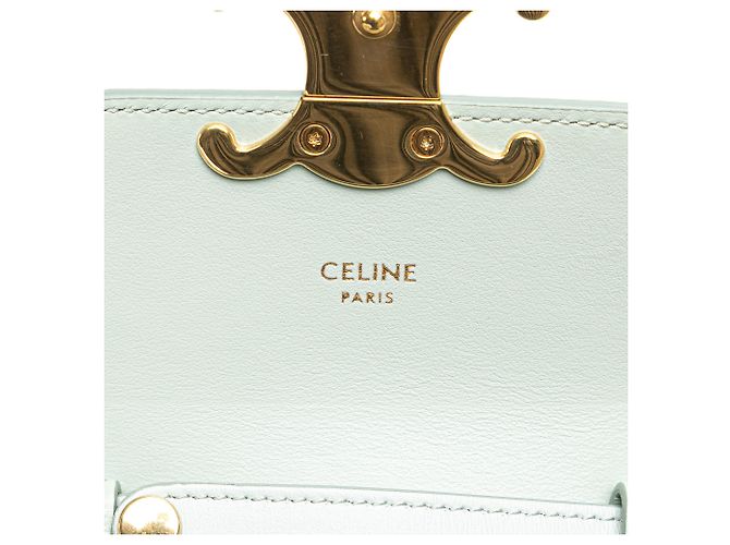Céline Celine Blu Mini Pelle di Vitello Claude Borsa a Tracolla Blu chiaro - vista 5