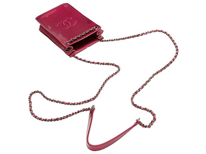 Porta telefono in vernice rosa CC di Chanel a tracolla - vista 10