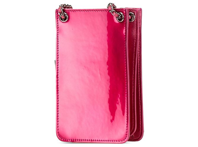 Porta telefono in vernice rosa CC di Chanel a tracolla - vista 2