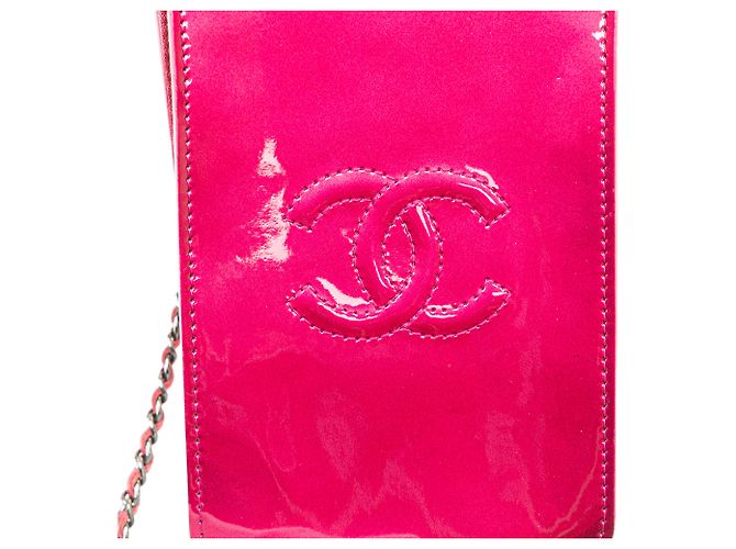 Porta telefono in vernice rosa CC di Chanel a tracolla - vista 9