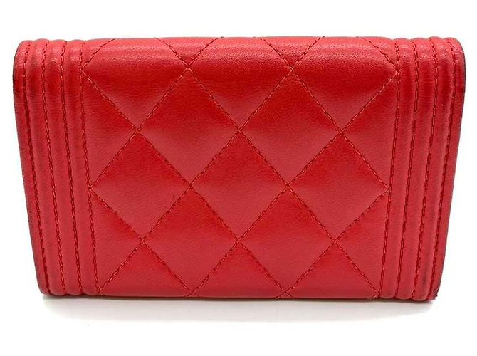 Tarjetero Boy Chanel de piel de cordero rojo Roja - vista 2