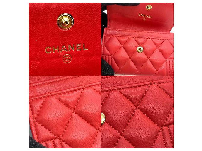 Tarjetero Boy Chanel de piel de cordero rojo Roja - vista 6