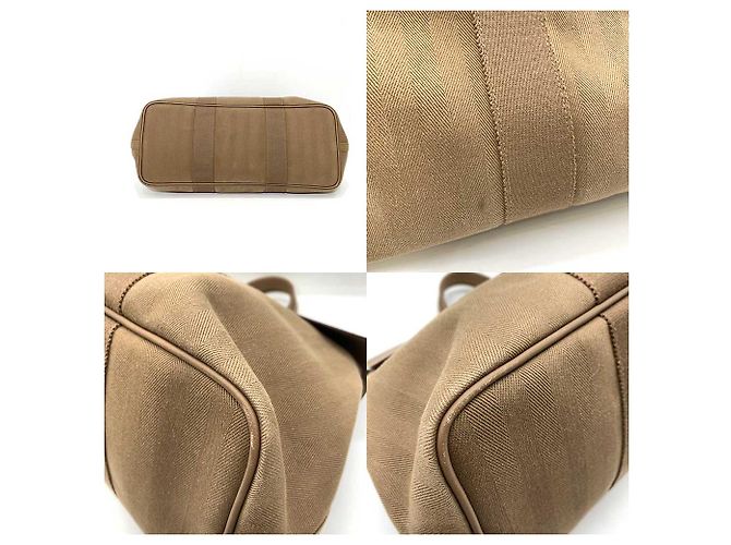 Hermès Hermes Valparaiso MM Canvas-Leder Tote Bag Braun Beige - Ansicht 3