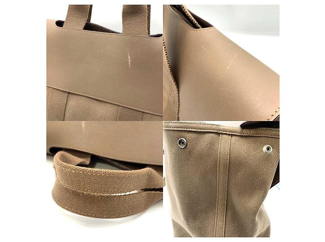 Hermès Hermes Valparaiso MM Canvas-Leder Tote Bag Braun Beige - Ansicht 4