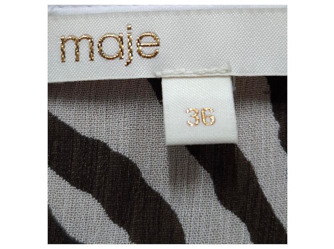 Abito Mini Maje Ribane con Stampa Zebra in Viscosa Nera e Bianca - vista 3