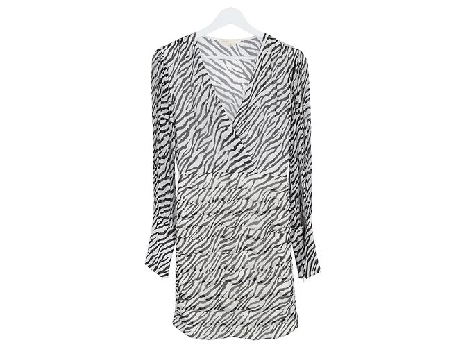 Abito Mini Maje Ribane con Stampa Zebra in Viscosa Nera e Bianca - vista 4