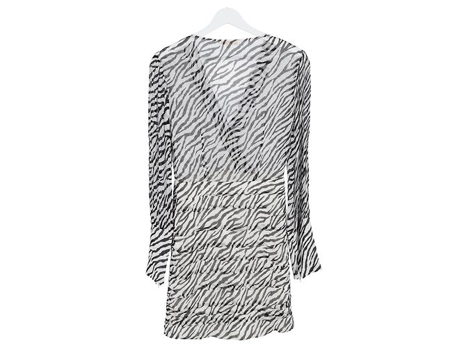 Abito Mini Maje Ribane con Stampa Zebra in Viscosa Nera e Bianca - vista 5