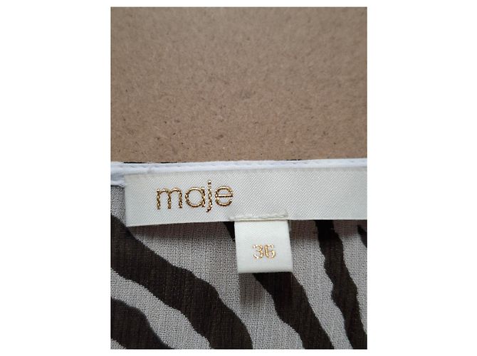 Abito Mini Maje Ribane con Stampa Zebra in Viscosa Nera e Bianca - vista 6