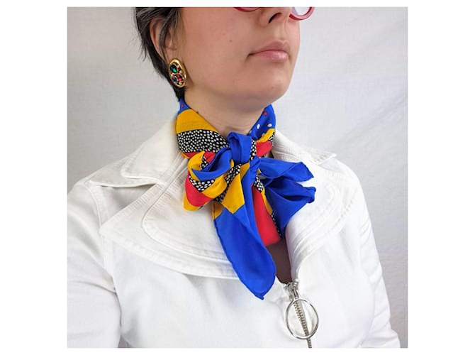Givenchy foulard in seta anni '70 Blu Multicolore - vista 8