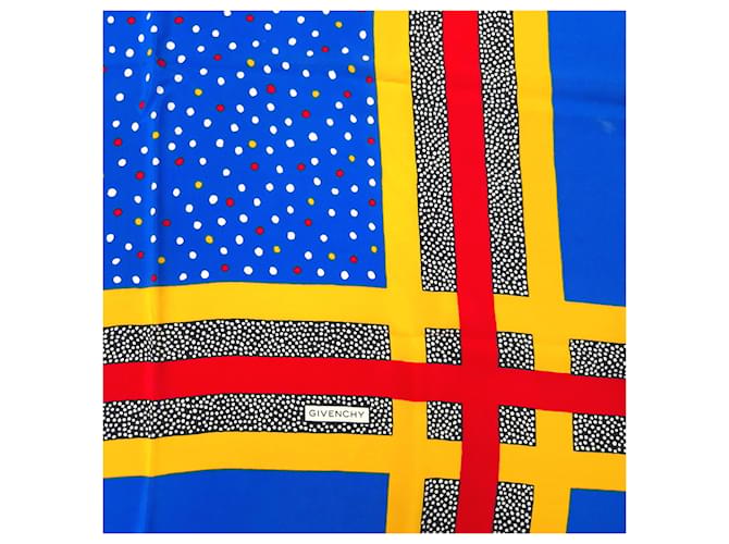 Givenchy foulard in seta anni '70 Blu Multicolore - vista 9